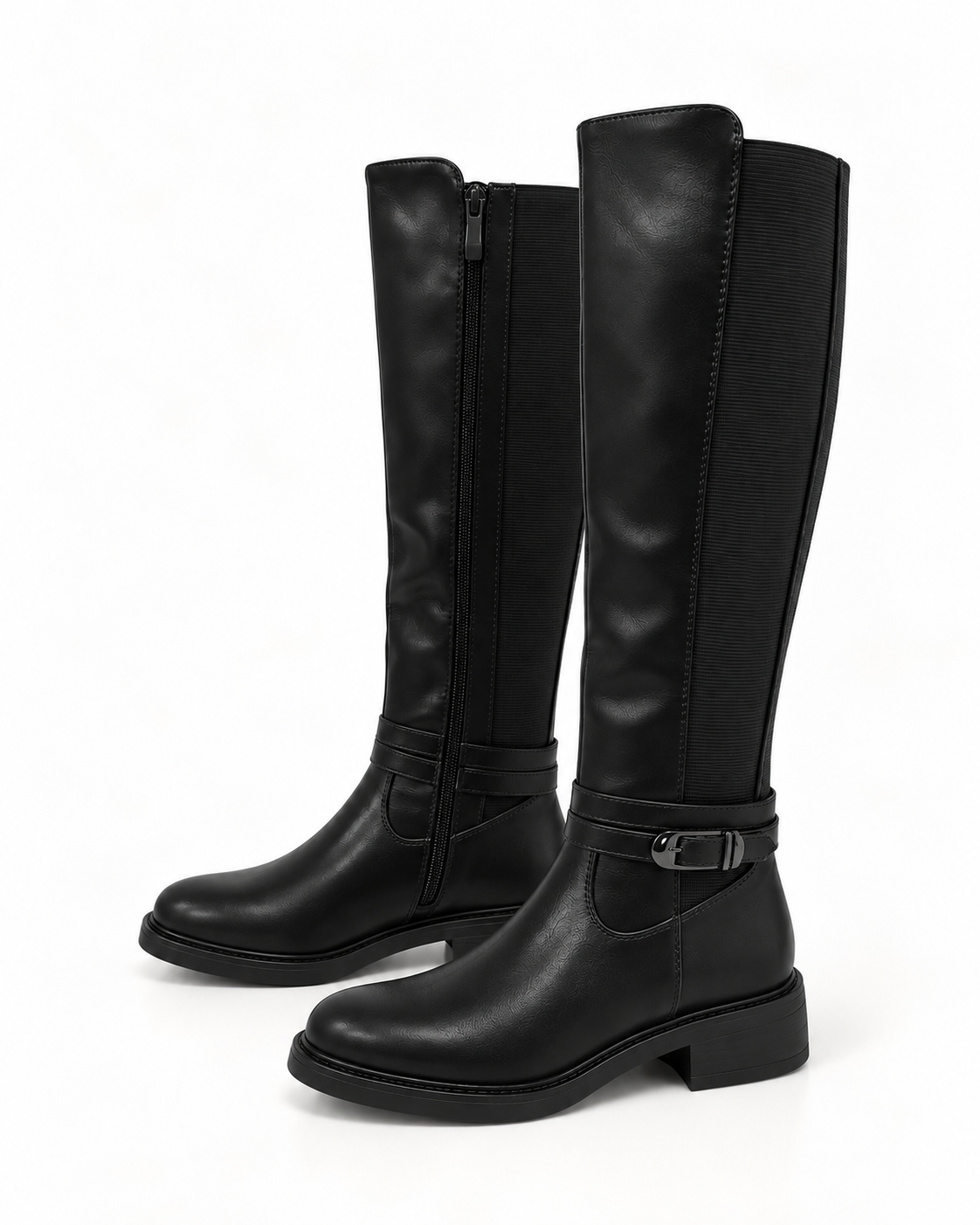 Botas altas Negras Manila (Caña elástica adaptable)